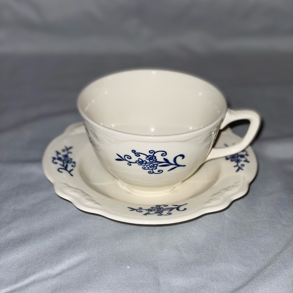 Dresden imperial blue tea cup and saucer